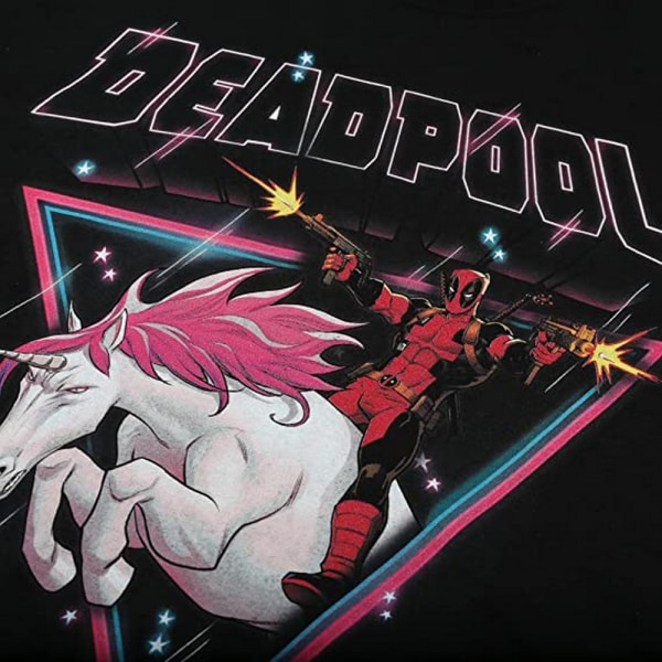 Deadpool Herr Unicorn T-Shirt L Svart/Rosa/Vit Black/Pink/White L