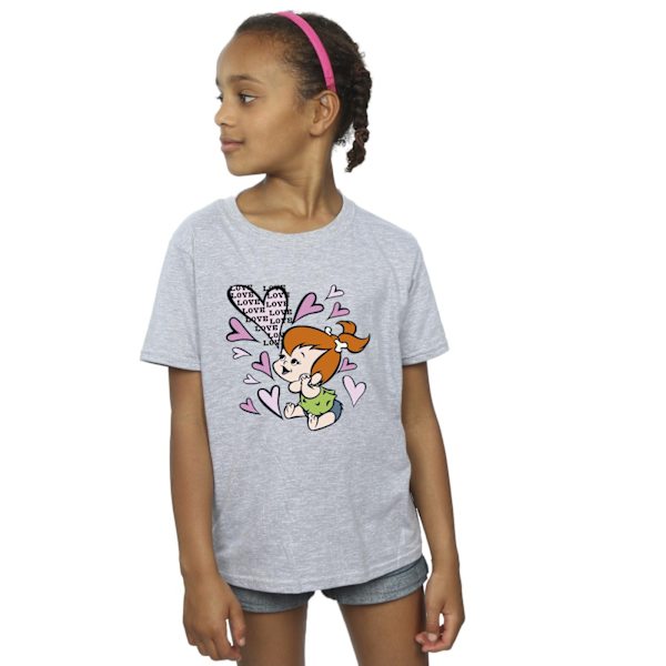 The Flintstones Girls Pebbles Love Love Love Bomull T-shirt 3-4 Sports Grey 3-4 Years