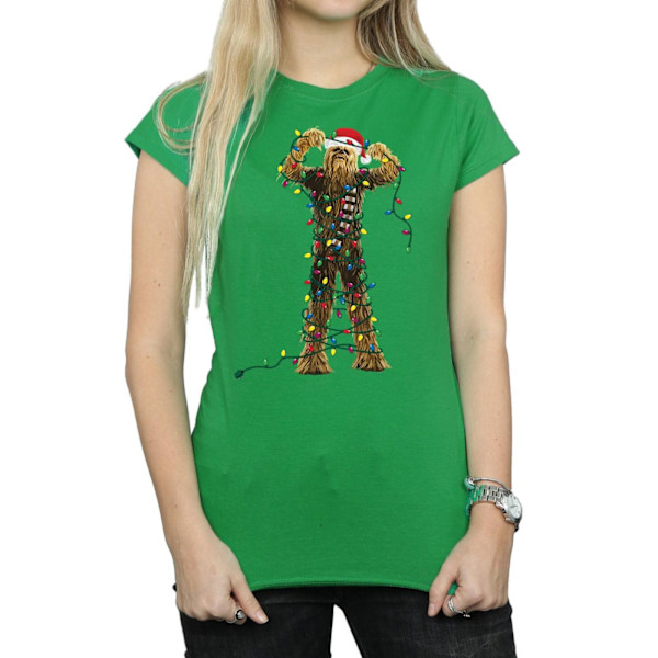 Star Wars Dam/Kvinnor Chewbacca Julbelysning Bomull T-shirt Irish Green L