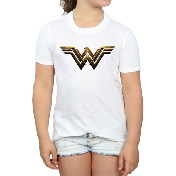 Wonder Woman Girls Logo Bomull T-shirt 9-11 År Vit White 9-11 Years