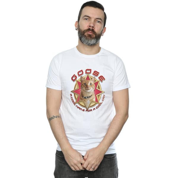 Marvel Herr Captain Marvel Goose Cool Cat T-Shirt M Vit White M