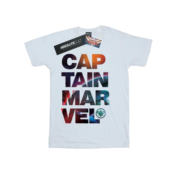 Marvel Girls Captain Marvel Space Text Bomull T-shirt 5-6 år White 5-6 Years