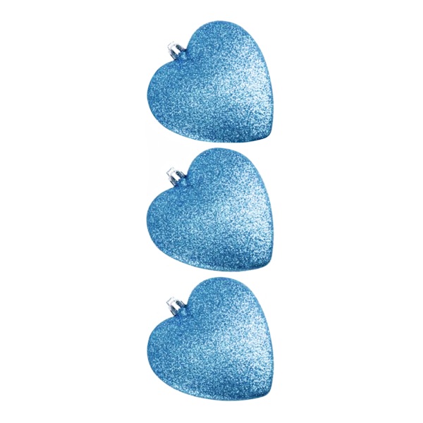 Davies Products Glitter Hearts Bauble (3-pack) 9cm Kingfisher Blue Kingfisher Blue 9cm