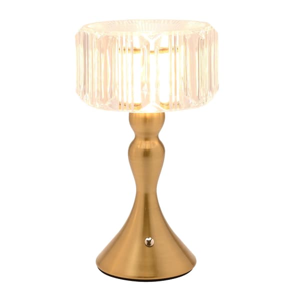 Hestia Kristall Effekt USB Touch Bordslampa med Böjd Brons B Bronze One Size