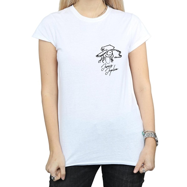 Janis Joplin Dam/Kvinnor Skissad Bomull T-shirt L Vit White L