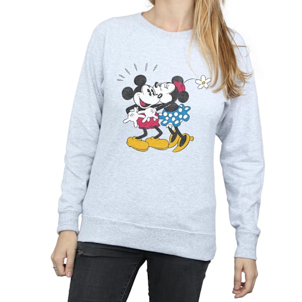 Disney Dam/Damer Mickey Mouse Mickey Och Minnie Kiss Tröjor Heather Grey L