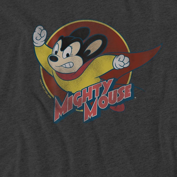 Mighty Mouse Unisex Vuxen Cirkel T-Shirt L Kolgrå Charcoal L