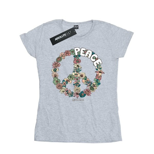 Woodstock Womens/Ladies Floral Peace Cotton T-Shirt M Sports Gr Sports Grey M