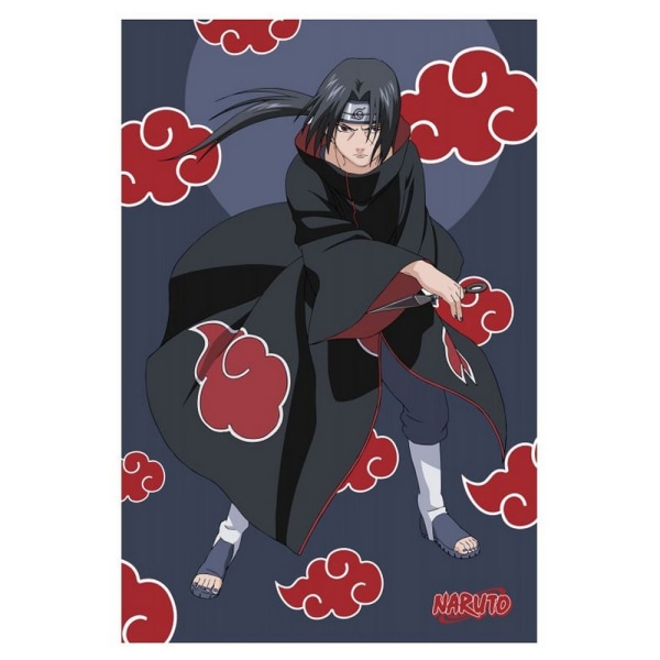 Naruto Fleece Itachi Uchiha filt 170cm x 130cm Grå/Röd Grey/Red 170cm x 130cm