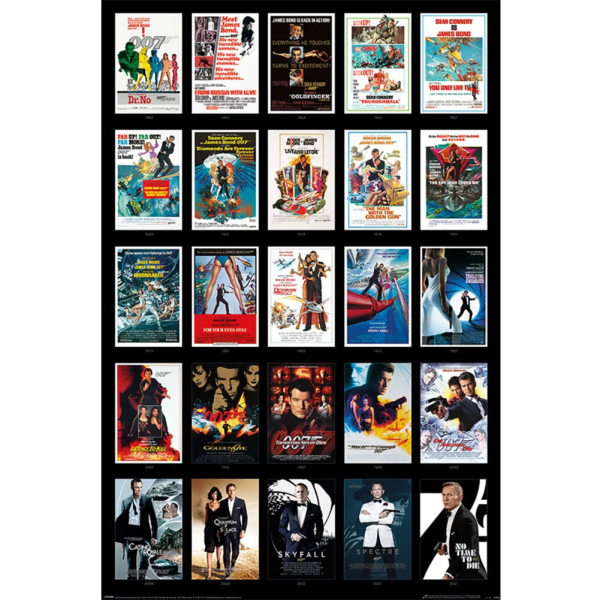 James Bond 25 filmer affisch 91cm x 61cm Flerfärgad Multicoloured 91cm x 61cm