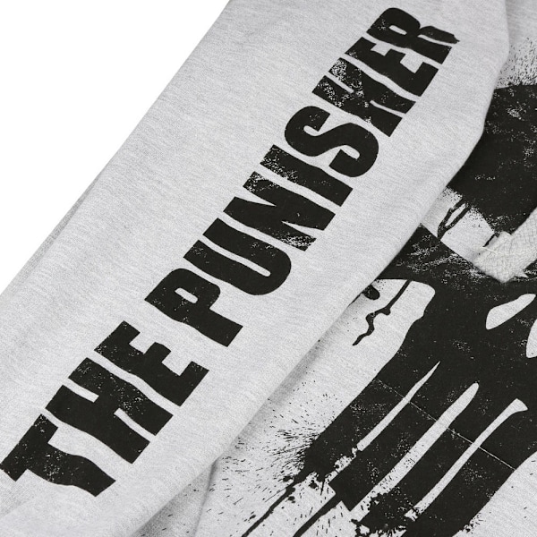 The Punisher Mens Skull Heather Hoodie XL Grå Grey XL