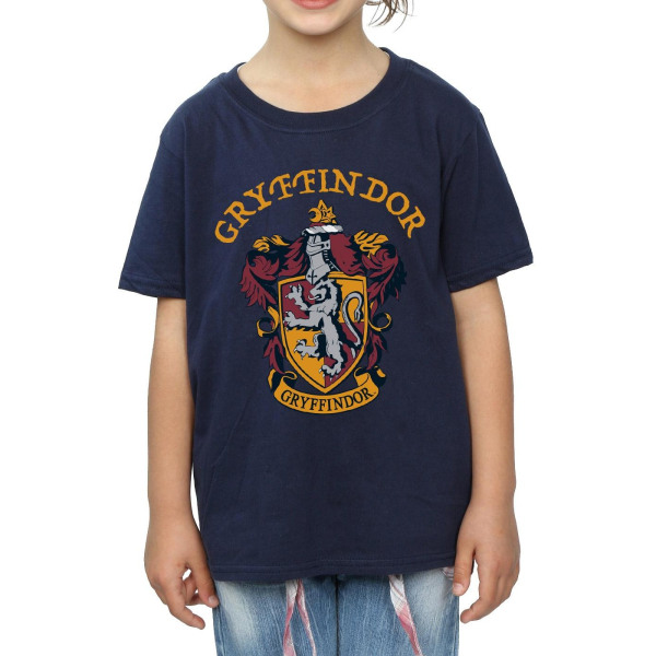 Harry Potter T-shirt för flickor Gryffindor bomull 7-8 år marinblå Navy Blue 7-8 Years