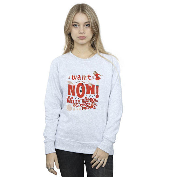 Willy Wonka Dam/Dam Verruca Salt Jag Vill Ha Den Nu Sweatshirt Sports Grey M