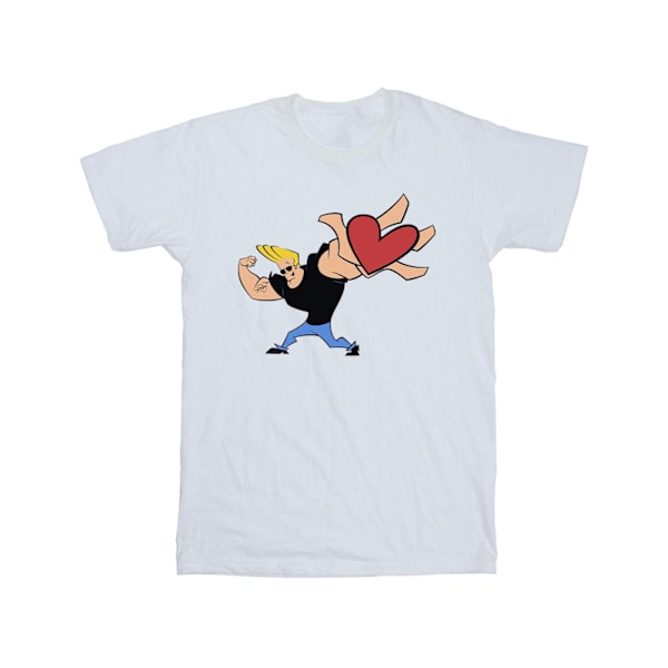 Johnny Bravo T-shirt för män med hjärtpresent, L, vit White L