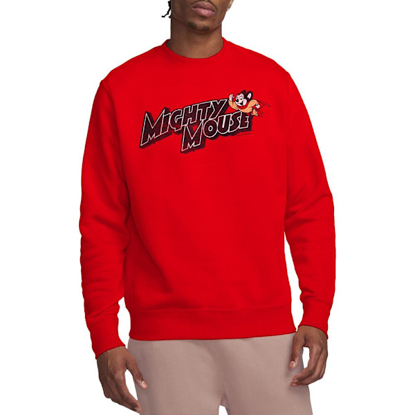 Mighty Mouse Unisex Vuxen Might Logotyp Sweatshirt XXL Röd Red XXL