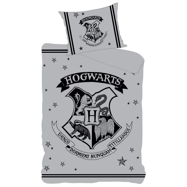 Harry Potter Hogwarts Påslakan Set Enkelsäng Grå Grey Single