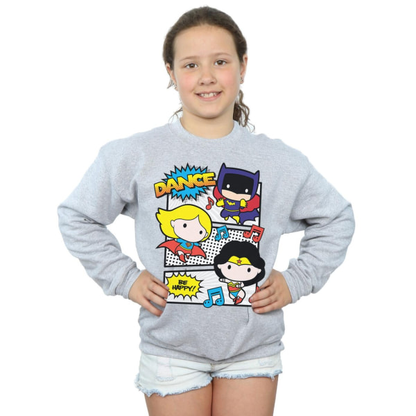 DC Comics Girls Chibi Super Friends Dance Sweatshirt 7-8 år Sports Grey 7-8 Years