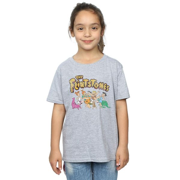 The Flintstones Girls Group Distressed Cotton T-Shirt 9-11 År Sports Grey 9-11 Years
