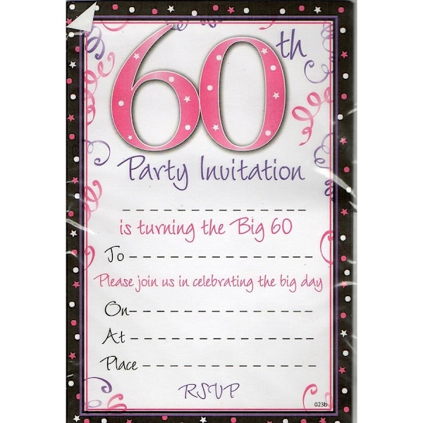 Spot on Gifts 60-årsdag Inbjudningar (20-pack) One Size W White/Pink/Black One Size