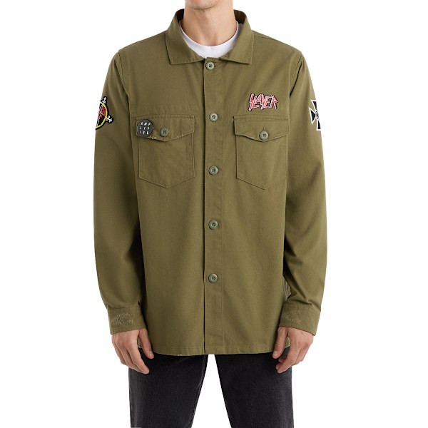 Amplified Slayer Military Overshirt XS Khaki Green Khaki Green XS