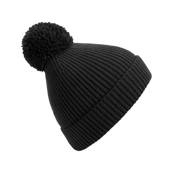 Beechfield Engineered Knit Ribbed Pom Pom Beanie One Size Svart Black One Size