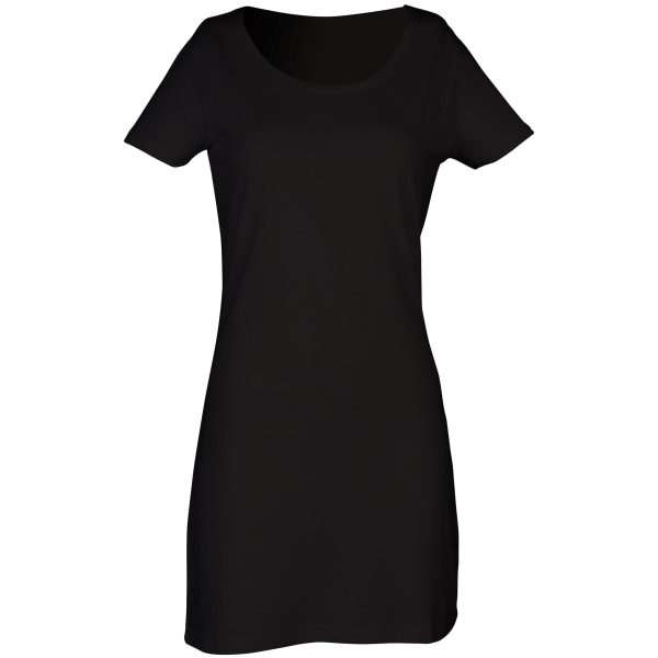 Skinni Fit Dam/Kvinnor Scoop Neck T-Shirt Klänning XL Svart Black XL