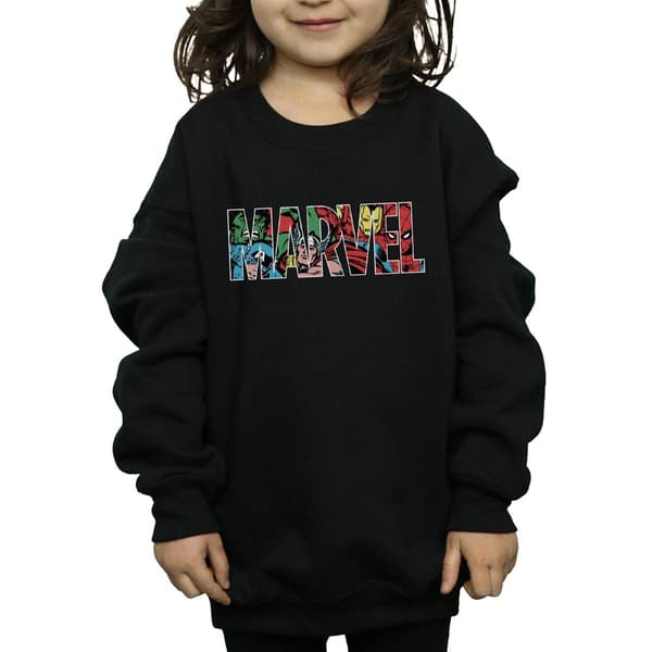 Marvel Comics Flickor Logotyp Karaktär Infill Tröja 7-8 År Black 7-8 Years