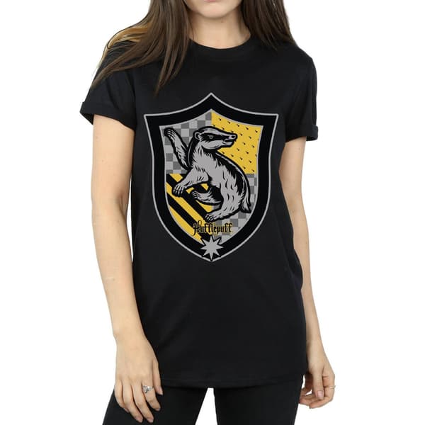 Harry Potter Dam Hufflepuff Crest Flat Cotton Boyfrie Black M