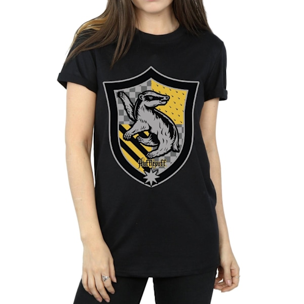 Harry Potter Dam/Kvinnor Hufflepuff Crest Flat Bomull Boyfrie Black XL