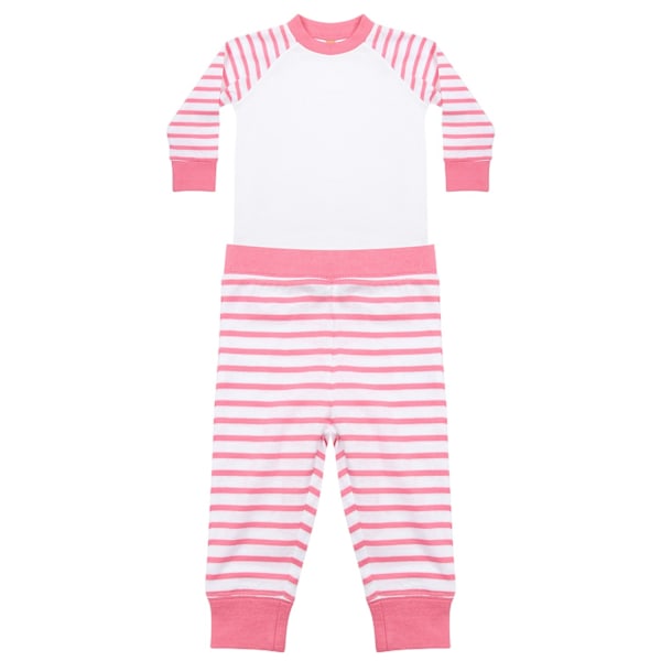 Larkwood Barnkläder/Barn Randiga Långa Pyjamas Set 12-18 Månader Rosa/Vit Pink/White 12-18 Months