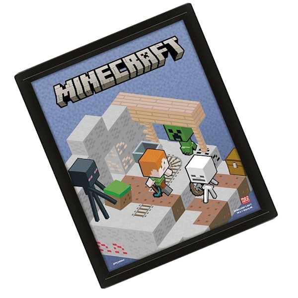 Minecraft Terrain 3D & Lentikulär Poster 25cm x 20cm Flerfärgad Multicoloured 10in x 8in