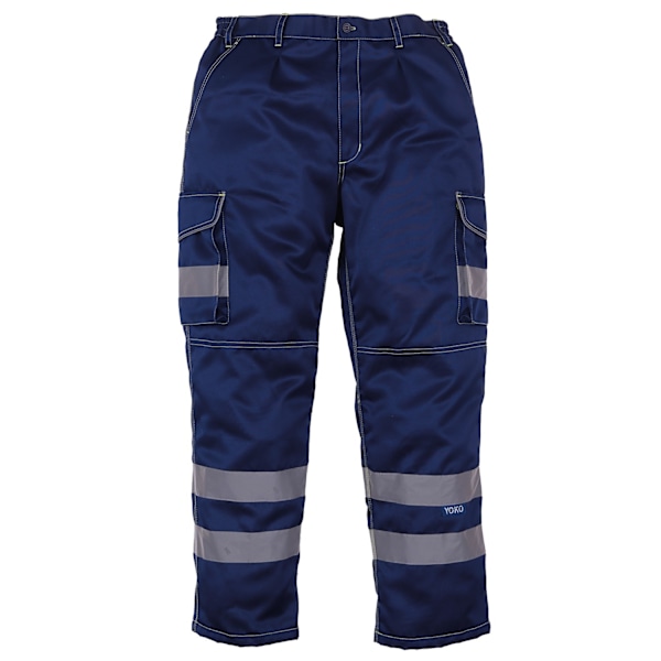 Yoko herr Hi Vis Polycotton Cargo byxor med knäskyddsficka Navy 44R