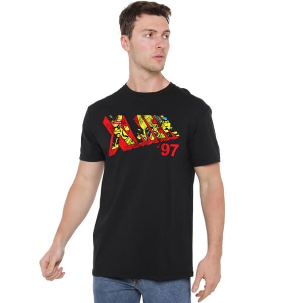 Marvel Herr T-shirt med Comic-logotyp M Svart Black M