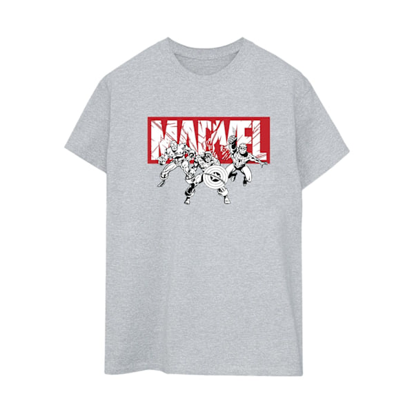 Marvel Comics Hero Group Bomull Boyfriend T-shirt för damer Sports Grey 5XL