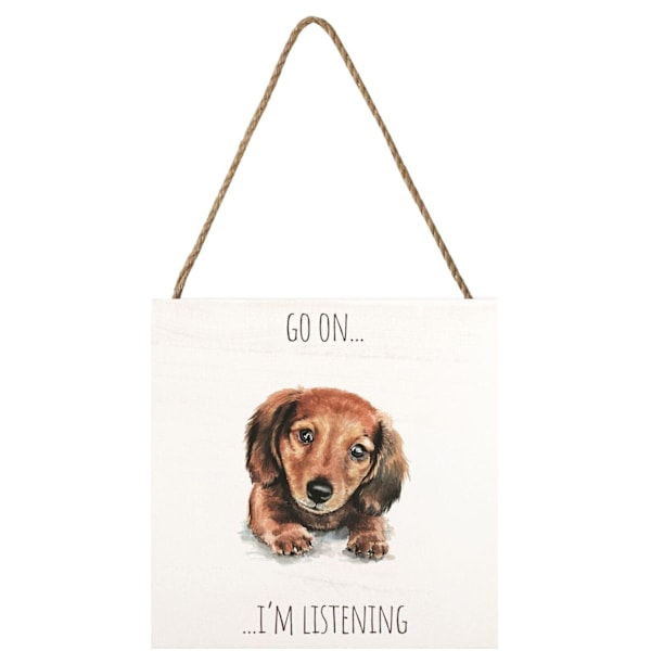 Louise Nisbet Trä Dachshund Plakett En Storlek Vit/Brun White/Brown One Size