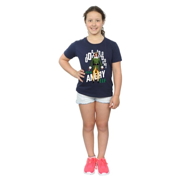 Elf Girls Angry Elf Bomull T-shirt 7-8 år Marinblå Navy Blue 7-8 Years