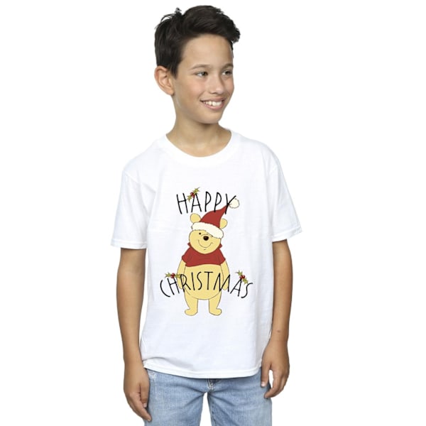 Disney Boys Winnie The Pooh Happy Christmas Holly T-shirt 5-6 år White 5-6 Years