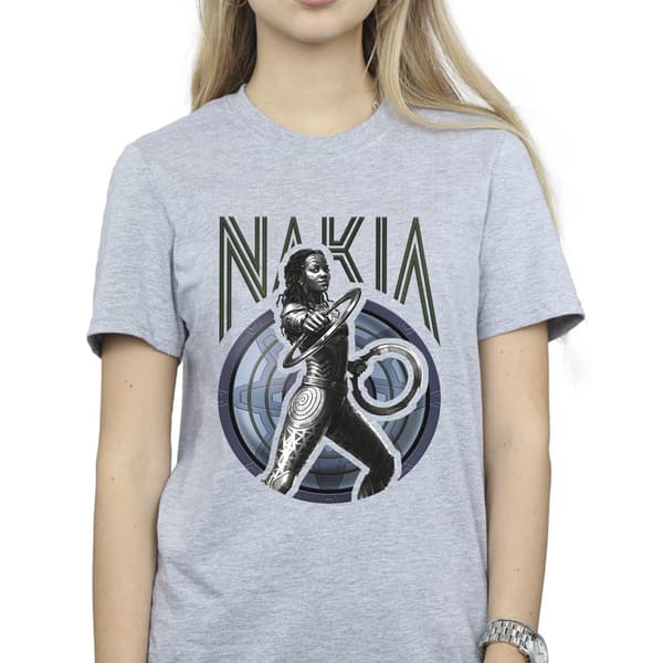 Marvel Dam Wakanda Forever Nakia Shield Bomulls Boyfriend Black L
