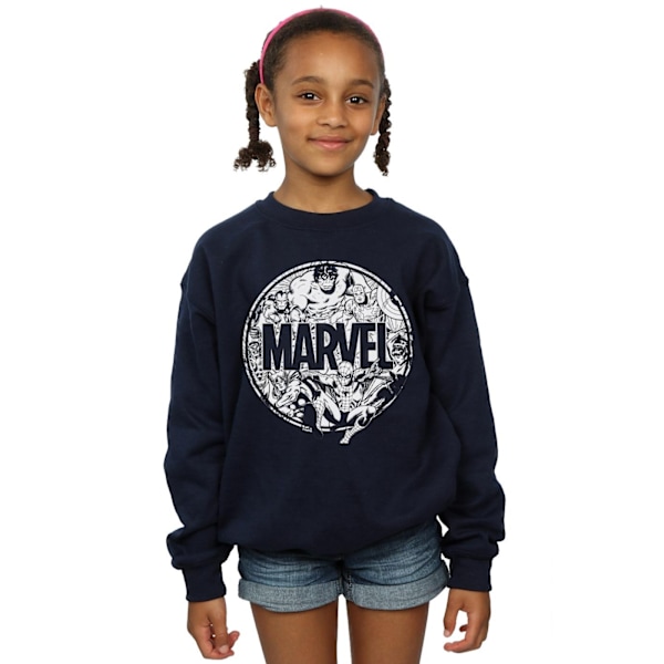 Marvel Comics Girls Logo Character Infill Sweatshirt 5-6 år Navy Blue 5-6 Years