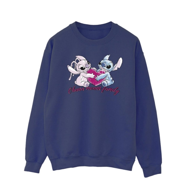 Disney Mens Lilo And Stitch Ohana Heart With Angel Sweatshirt M Navy Blue M