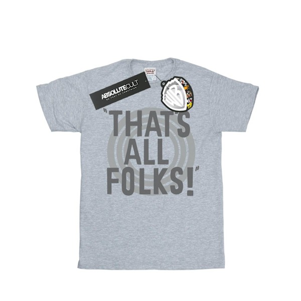 Looney Tunes Boys That's All Folks Text T-Shirt 12-13 år Spo Sports Grey 12-13 Years