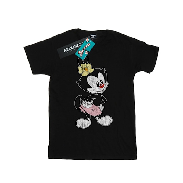 Animaniacs Dam/Damer Klassisk Pose Bomull Pojkvän T-shirt Black L