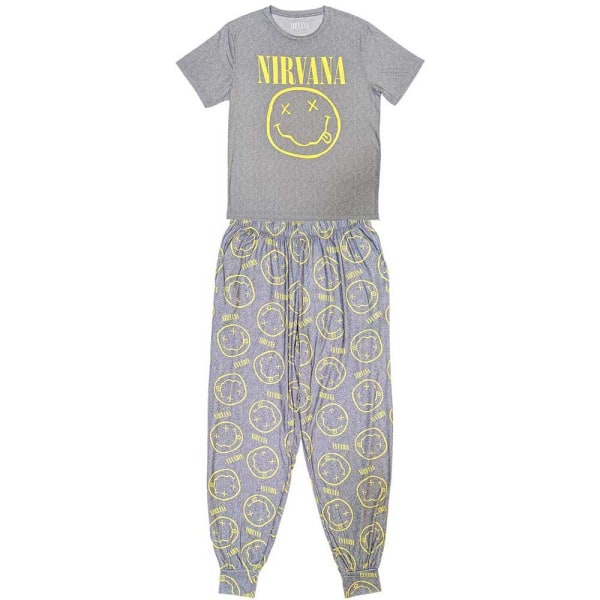 Nirvana Unisex Adult Smile Pyjamas Set S Grå/Gul Grey/Yellow S