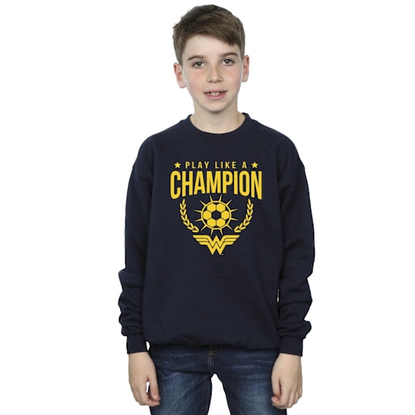 DC Comics Boys Wonder Woman Spela som en mästare Sweatshirt 5-6 Navy Blue 5-6 Years