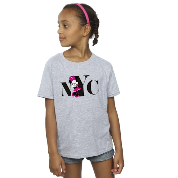 Disney Girls Minnie Mouse NYC Bomull T-shirt 12-13 År Sport Sports Grey 12-13 Years