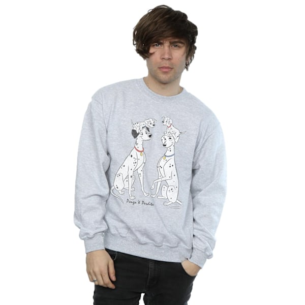 Disney Herr 101 Dalmatiner Klassisk Pongo Och Perdita Sweatshirt Sports Grey 3XL