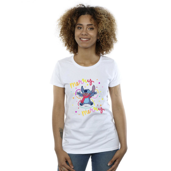 Disney Dam/Dam Lilo & Stitch Merry Rainbow bomull T-shirt White L