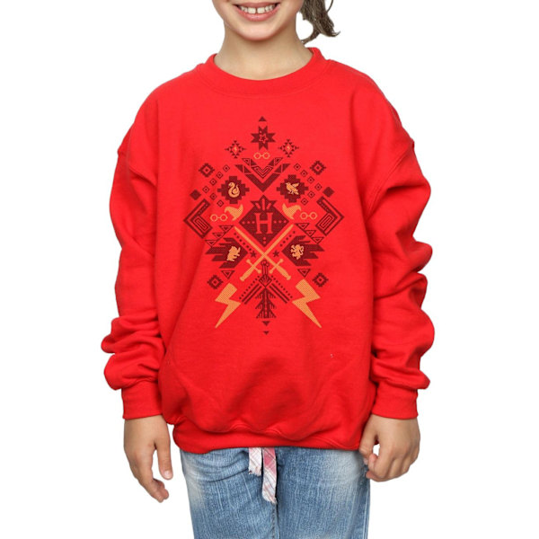 Harry Potter flickor jul Fair Isle sweatshirt 12-13 år R Red 12-13 Years