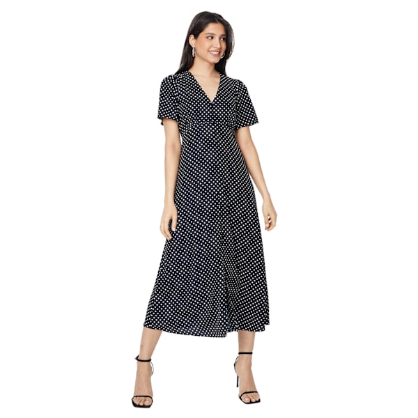 Dorothy Perkins Dam/Kvinnor Prickig Knäppning Genom Volang Mi Black 12 UK