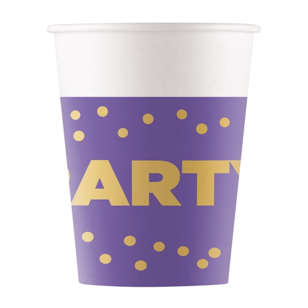 Procos Paper Dotted Party Cup (Pack med 8) One Size Lila/Vit Purple/White/Gold One Size